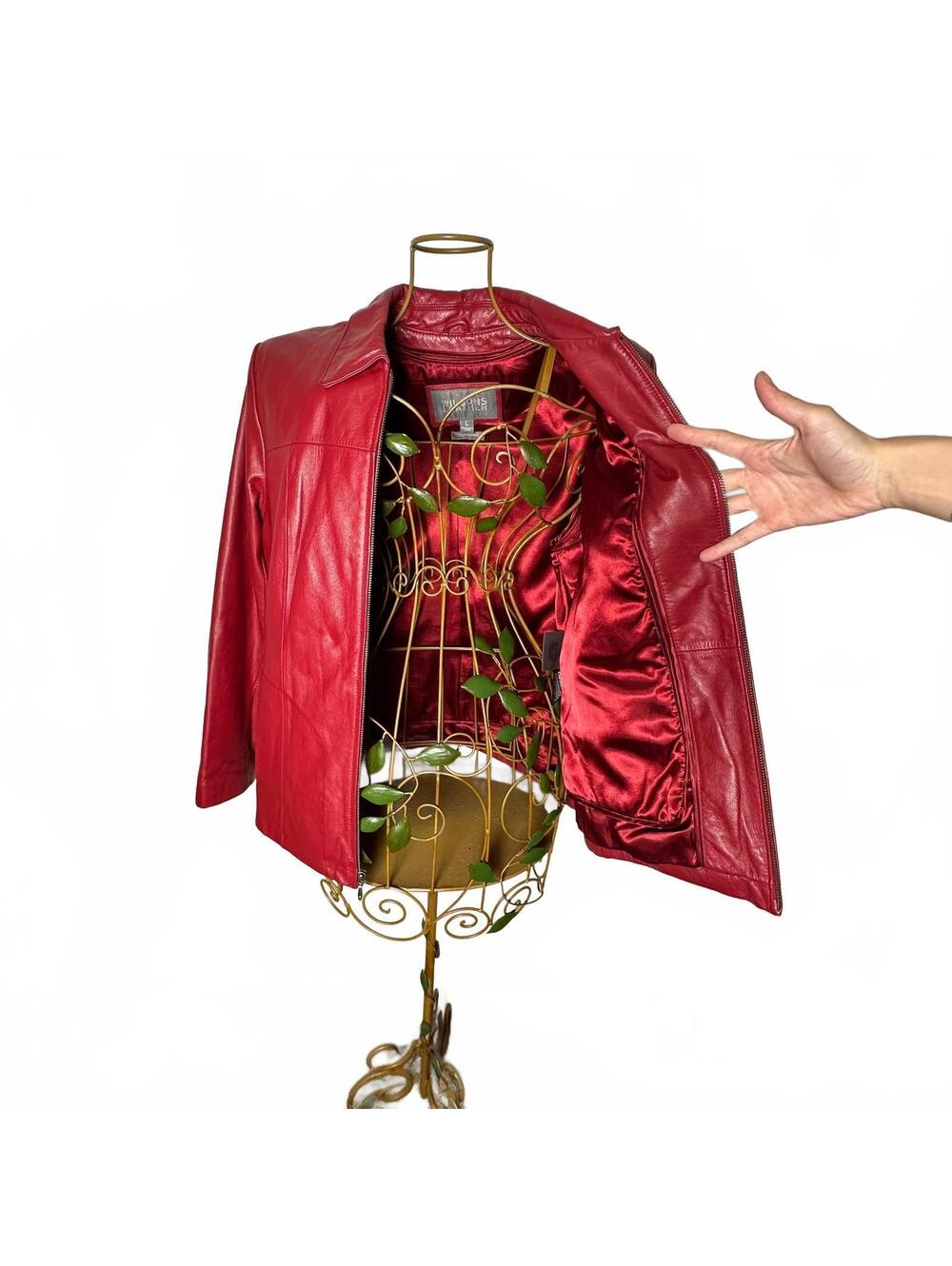 Wilsons Leather Cherry Red Genuine Leather Jacket L Removable Thinsulate Liner - Picture 6 of 9